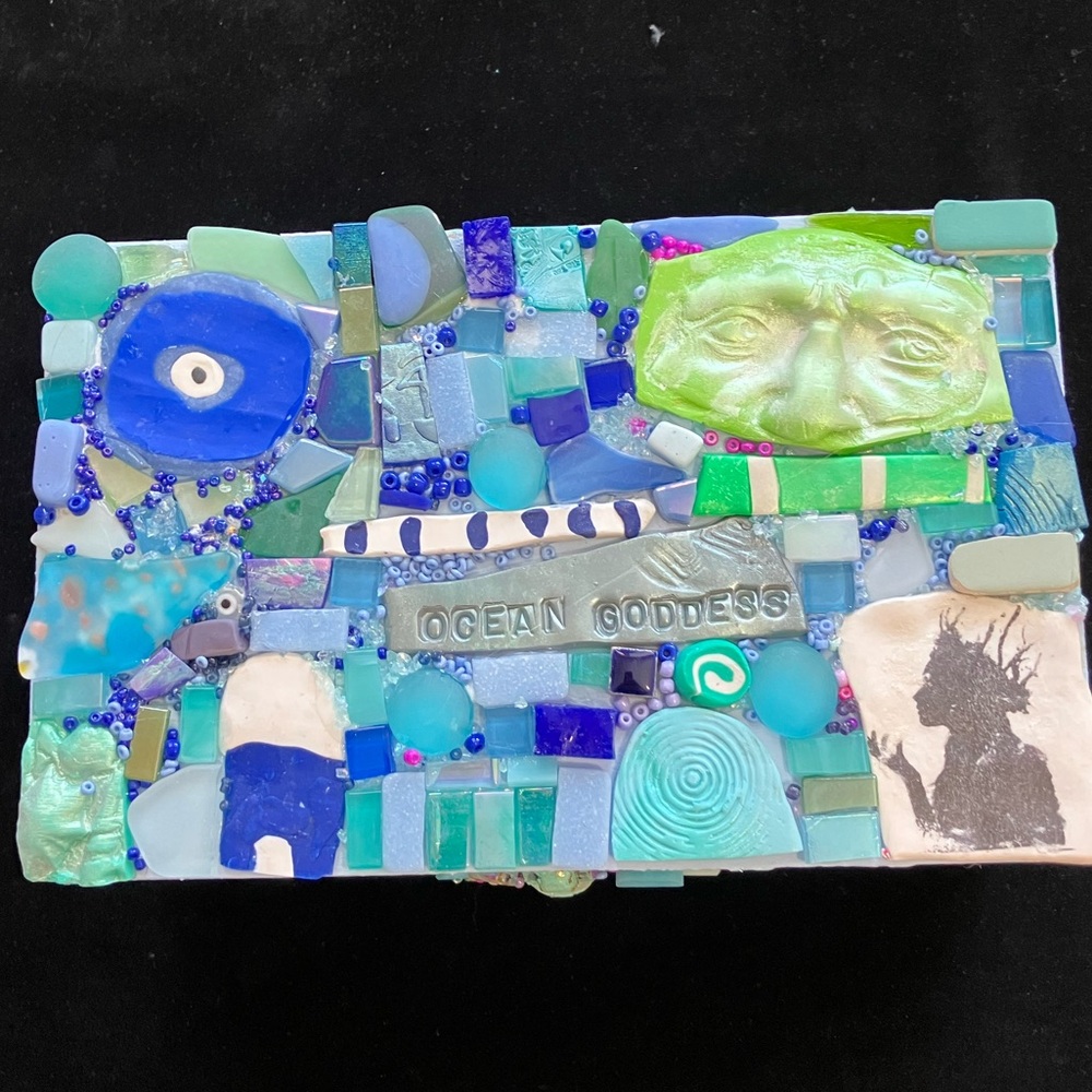 Handmade Polymer Clay “Sea Goddess Box “8” Hinged OOAK